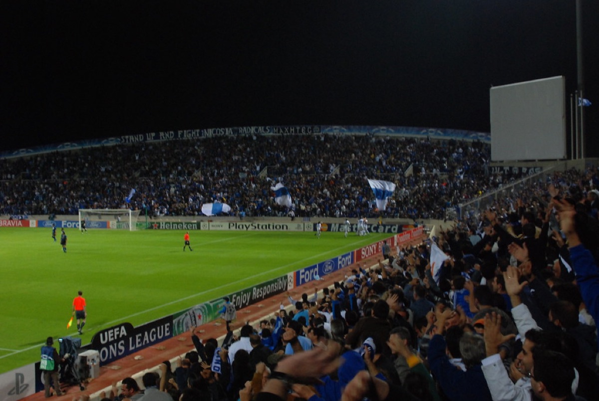 Italian soccer stadium with fans in the stands